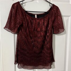 Chaser Deep Red Sheer Blouse